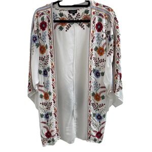 Tolani Alok M Kimono Embroidered Floral Open Front Boho Sundance Anthropology